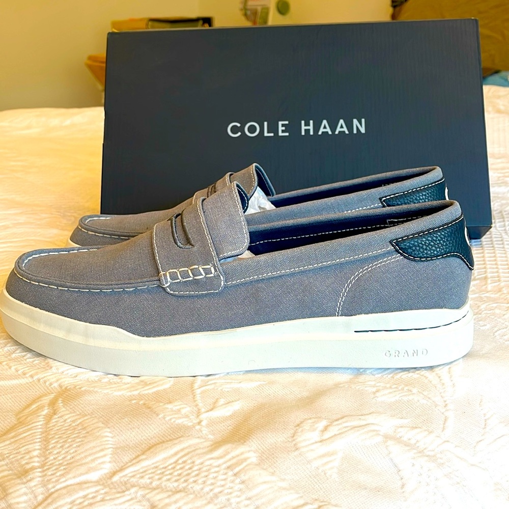 Cole Haan Mens US size 13 canvas loafer. Color: moonlight blue. Style no. C35869